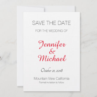 Save The Date Linge Enregistrer la date Mariage Rouge écriture m