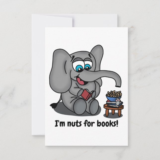 Save The Date Lire Elephant : Je suis Nuts pour les livres (Devant)