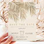 Save The Date L'ivoire de palmier d'or moderne sauvez la date<br><div class="desc">Moderne simple faux palmier doré avec typographie simple,  une tendance et tropicale enregistrer le thème mariage date sur feuille de palmier avec ivoire de blanc.</div>