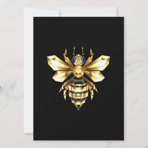 Save The Date Logo Faux Gold Foil Bee Polygonal sur Noir