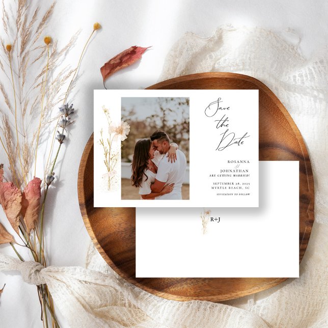 Save The Date L'or romantique et des fleurs blanches (Créateur téléchargé)