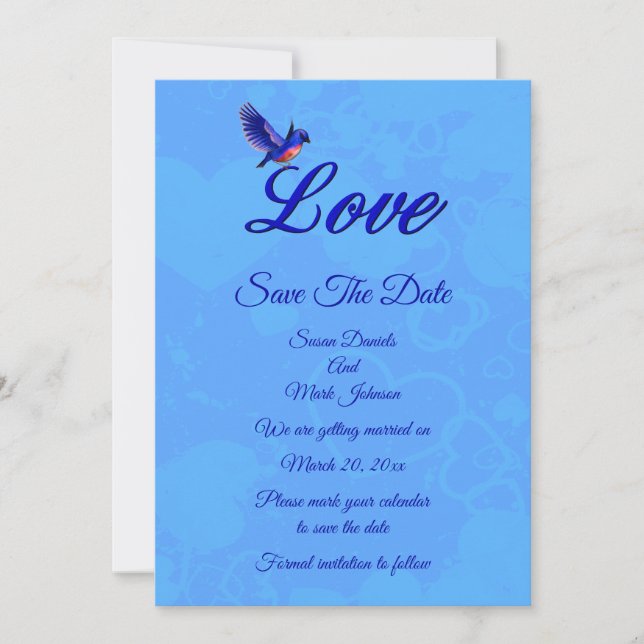 Save The Date Love Bluebird Mariage (Devant)
