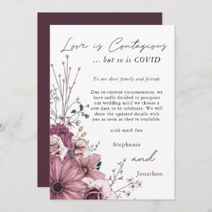 Save The Date Love Contagious Mariage COVID Postpone PInk Floral
