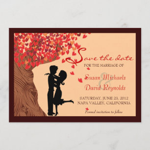 Save The Date Love Couple Falling Hearts Oak Tree Enregistrer la