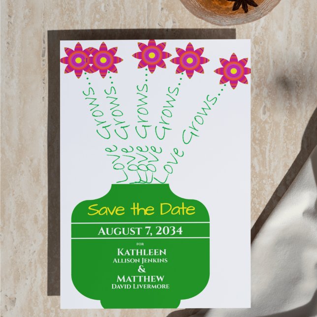 Save The Date "Love Grows" Bright Floral Wedding Enregistrer la  (Créateur téléchargé)