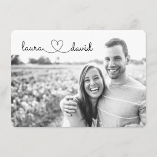 Save The Date Love Heart Modern Black & White Enregistrer la car