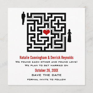 Save The Date Love Maze Enregistrer l'Invitation de date