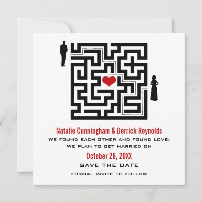 Save The Date Love Maze Enregistrer l'Invitation de date (Devant)