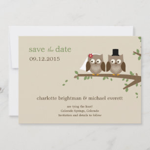 Save The Date Love Owls Sauvegardez La Date/Annonces Mariages