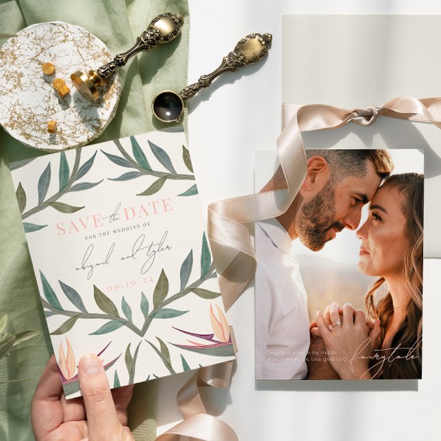 Save The Date Lovebirds in Paradise Photo (Créateur téléchargé)