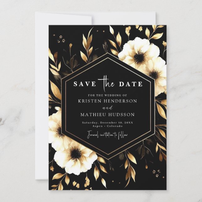 Save The Date Lovely Classic Gold et Black Mariage (Devant)