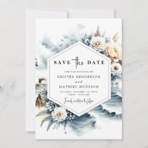 Save The Date Lovely Classic Waves Lighthouse Mariage