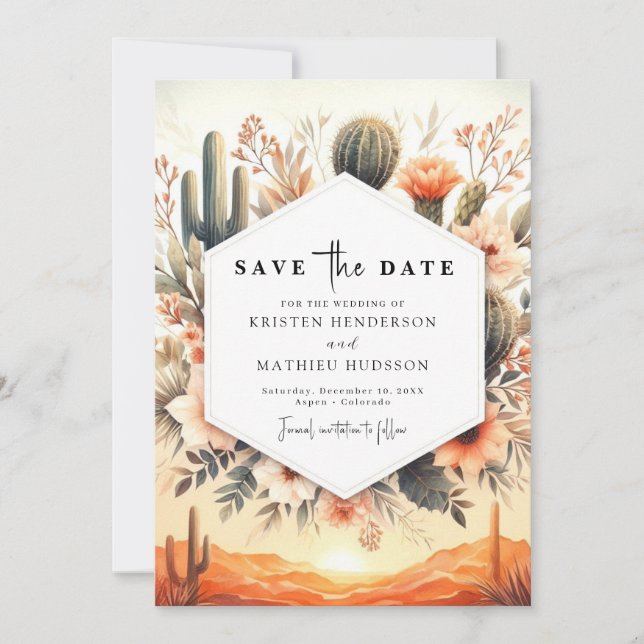 Save The Date Lovely Desert Cactus Mariage (Devant)