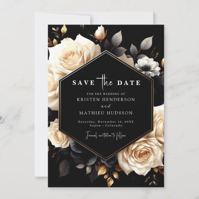 Save The Date Lovely Digital Gold et Black Mariage (Devant)