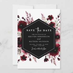 Save The Date Lovely Earthy Burgundy Mariage