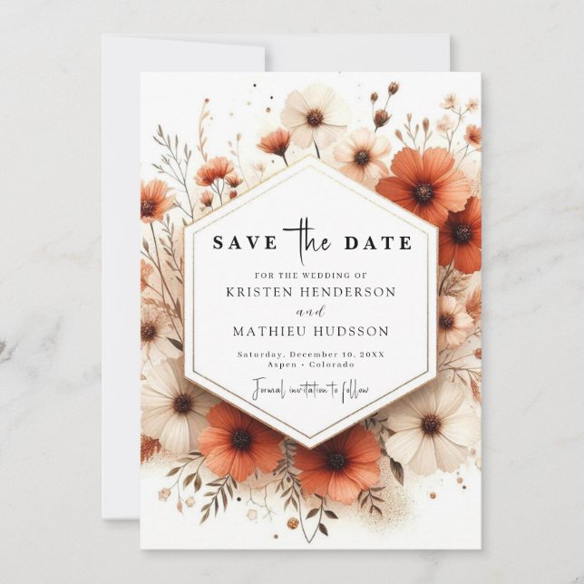 Save The Date Lovely Minimal Mariage en terre cuite (Devant)