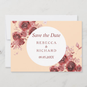 Save The Date Lovely Peach and Burgundy Enregistrer la date