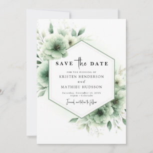 Save The Date Lovely Romantic Typographie Sage Green Mariage