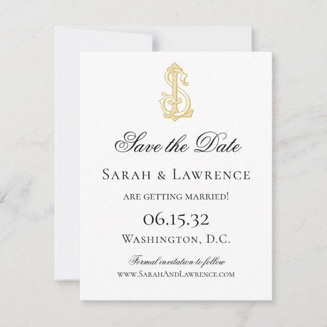 Save The Date LS Monogramme ou SL Monogramme Enregistrer les dat (Devant)