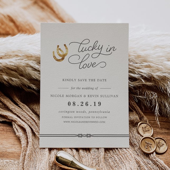 Save The Date Lucky in Love | Rustic Horseshoes Mariage (Créateur téléchargé)