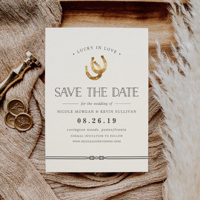 Save The Date Lucky in Love | Rustic Horseshoes Mariage (Créateur téléchargé)