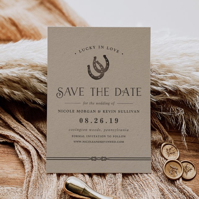 Save The Date Lucky in Love | Rustic Kraft (Créateur téléchargé)