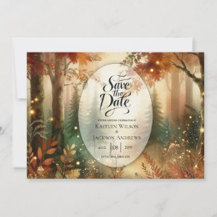 Save The Date Lueur d'automne dans le Mariage forestier enchanté