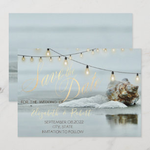 Save The Date Lumière de corde de coquillage de plage océanique