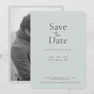 Save The Date Lumière Sage Les deux d'entre nous B/W Photo Enreg