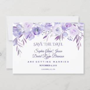 Save The Date Lumière Violet Dusty Bleu Floral Enregistrer La Da