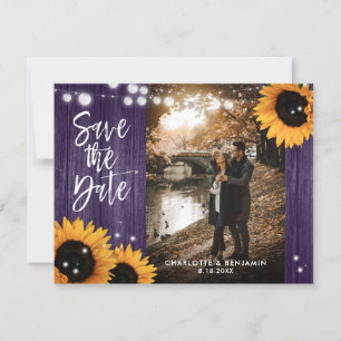 Save The Date Lumières de Chaîne en Bois de Tournesol Violet Mar