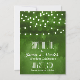 Save The Date Lumières de chaîne rustiques de forêt verte Enregi