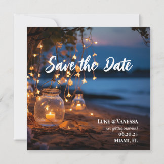 Save The Date Lumières de fées de soirée de plage de destination