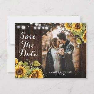 Save The Date Lumières de ficelle de tournesol Mariage en bois r