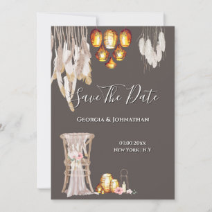 Save The Date Lumières de lanterne en macramé bohème campagne pl