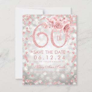 Save The Date Lumières rose Gold Silver 60e anniversaire Glam