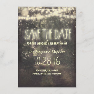 Save The Date lumières scintillantes rustique enregistrer les ca