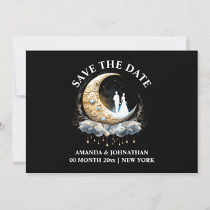 Save The Date Lune crescent lune céleste élégant orné luna 5x7