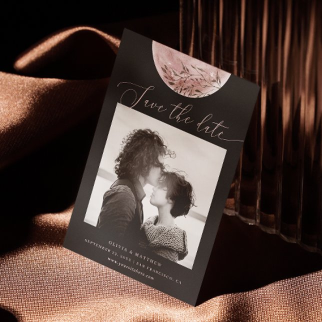 Save The Date Lune mystique | Élégant Mariage de photo noir cosm (Créateur téléchargé)