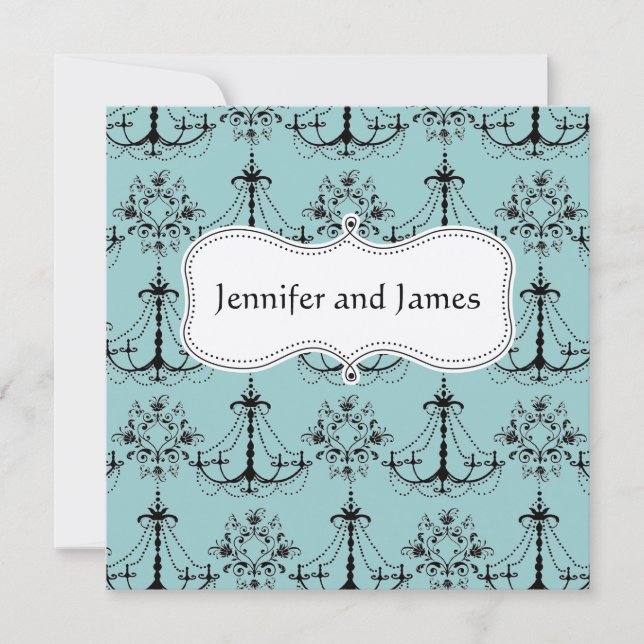 Save The Date Lustre En Crème Bleue Enregistrer La Date (Devant)