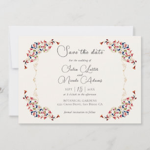 Save The Date Luxe Artistique Botanique Floral Mariage Paisley