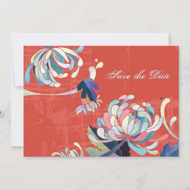 Save The Date Luxe Floral Red Wedding Enregistrer la date (Devant)