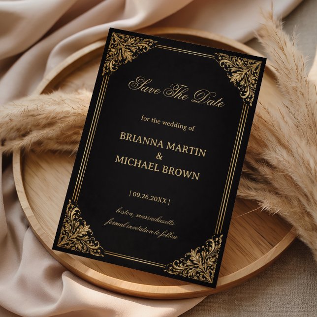 Save The Date Luxe Orné Élégant en Or (Créateur téléchargé)