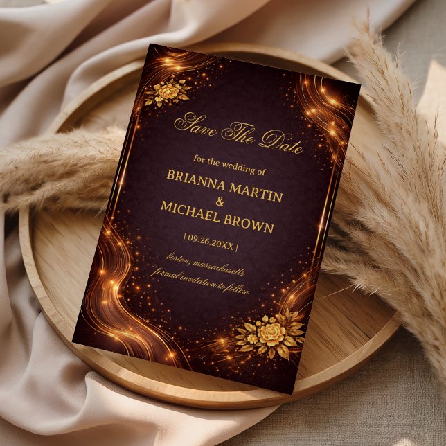 Save The Date Luxury Gold Sparkle Wave (Créateur téléchargé)