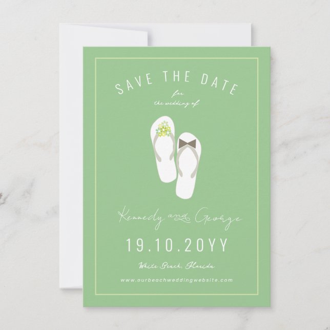 Save The Date M. et Mme Flip Flops Daisies Mariage sur la plage  (Devant)