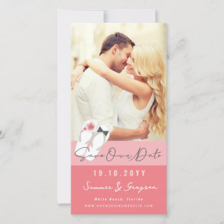 Save The Date M. et Mme Flip Flops Pink Hibiscus Photo de plage