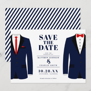 Save The Date M. & M. Mariage Moderne Smoking Nuit - Épargnez la