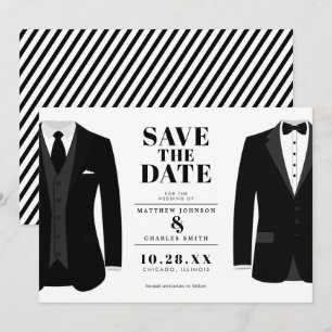 Save The Date M. & M. Moderne Smoking Mariage Noir - Sauvegarder