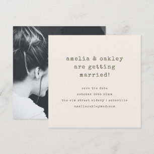 Save The Date Machine à écrire minimaliste Mariage Photo rétro v