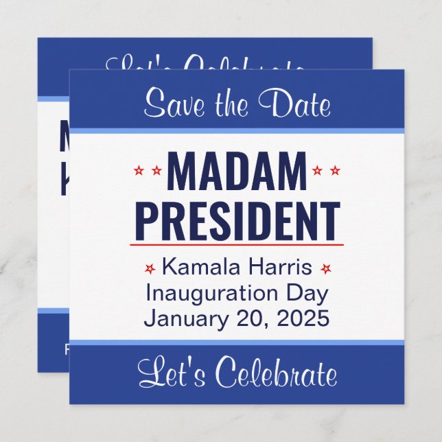 Save The Date Madame la Présidente Kamala Harris Inauguration (Devant / Derrière)